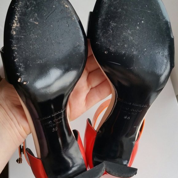 Nicholas Kirkwood Maeva Color Block Patent Leather Sandals/ Coral/US8 - Picture 4 of 4